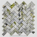 Customized Morden Design Ice Jade Green Marble Mosaic Tiles