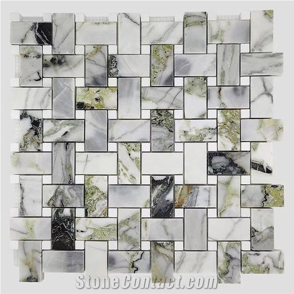 Customized Morden Design Ice Jade Green Marble Mosaic Tiles