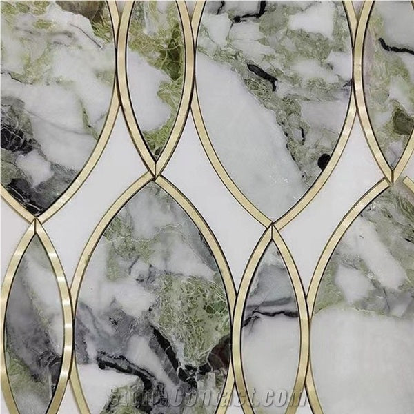 Customized Morden Design Ice Jade Green Marble Mosaic Tiles