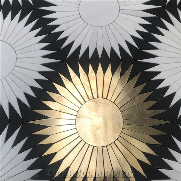 Marble Mosaic Tiles with Metal Hotel Lobby Decoration