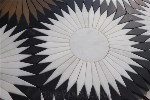 Marble Mosaic Tiles with Metal Hotel Lobby Decoration