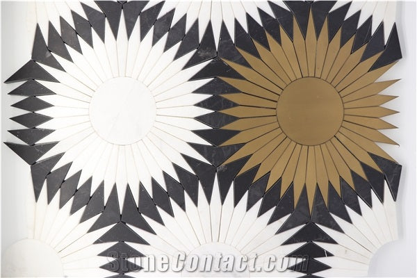 Marble Mosaic Tiles with Metal Hotel Lobby Decoration