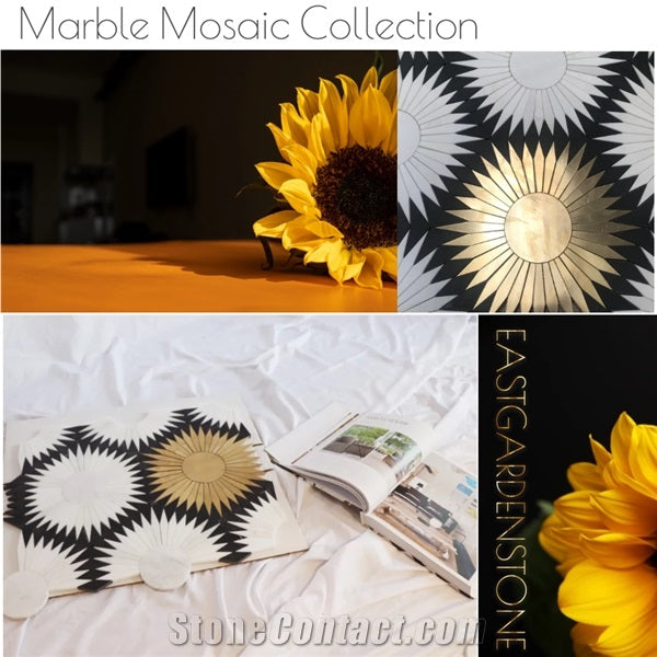 Marble Mosaic Tiles with Metal Hotel Lobby Decoration