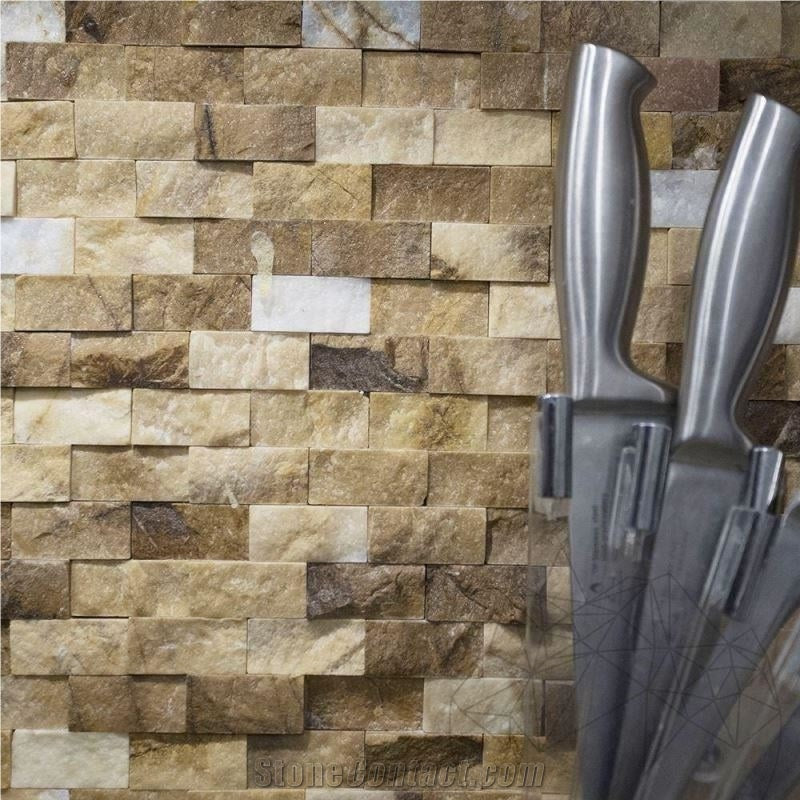 Picasso Marble Split Face Mosaic, Split Mosaic