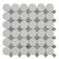 Thassos Marble and Desert Jade Round Square Mosaic Tiles