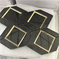 Water-Jet Gold Color Brass with Marble Tiles Mosaic for Wall